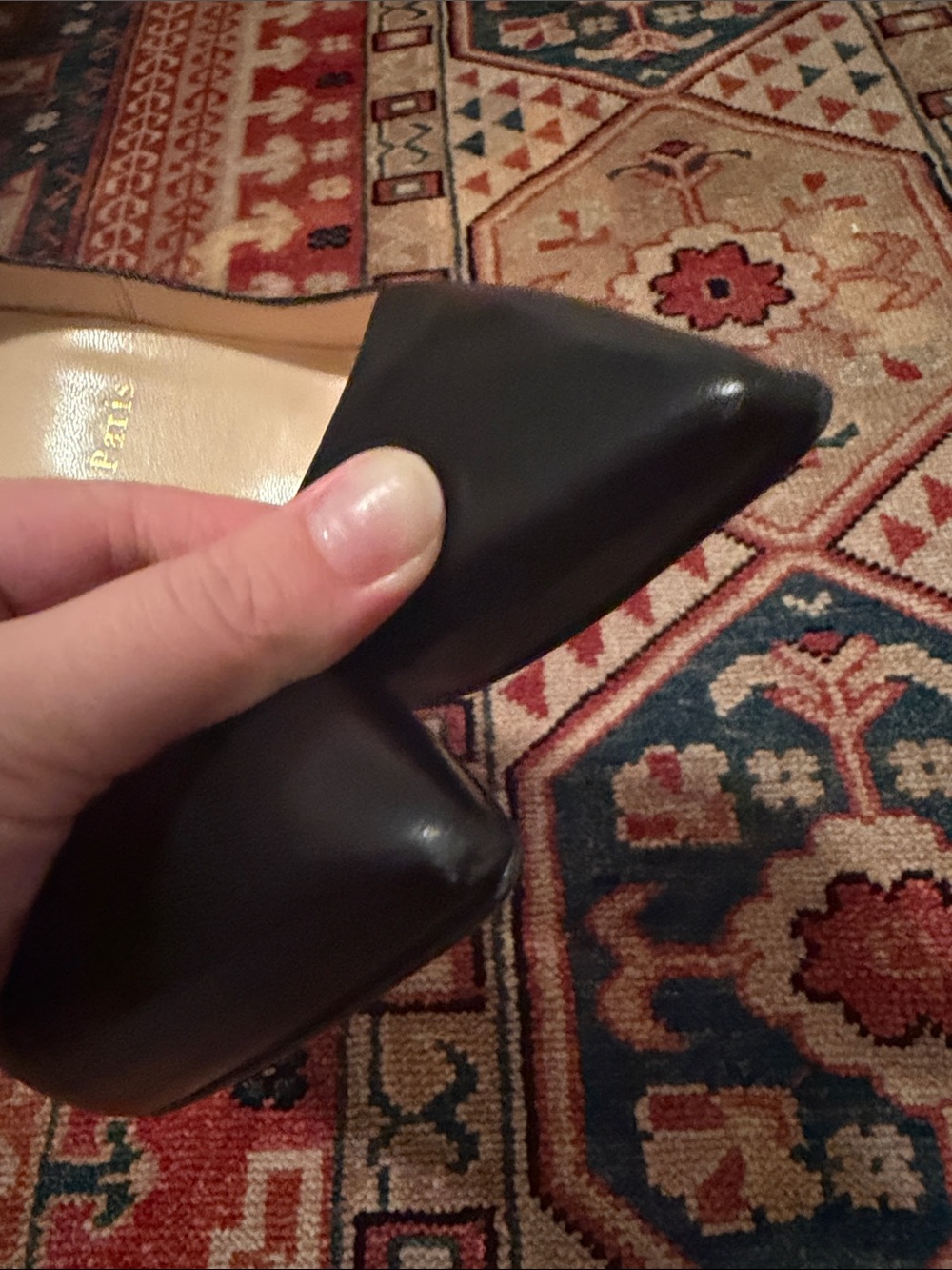 Black Pointed Leather Pumps - Picture 6 of 9